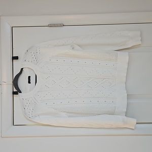 J. Crew White Cable Knit Sweater
